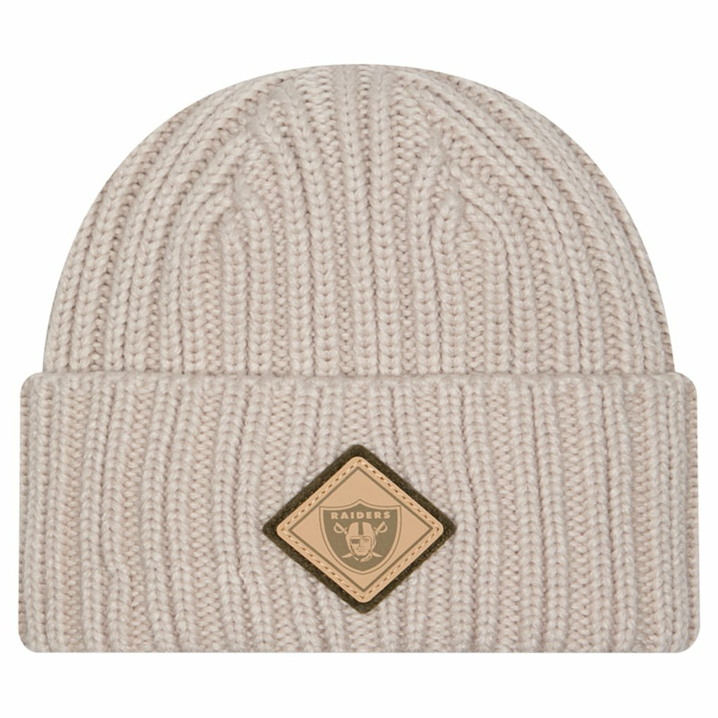 Las Vegas Raiders New Era Logo Applique Cuffed Knit Hat - Light Beige - NFL