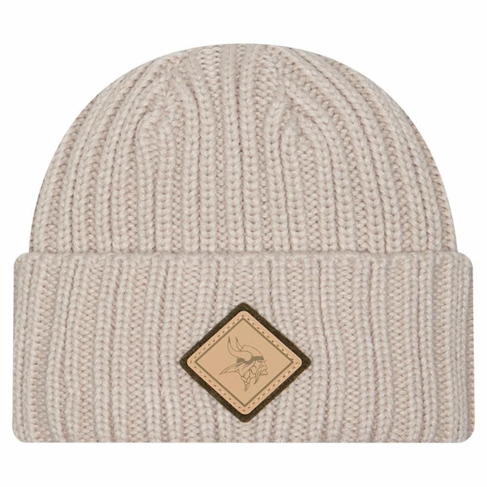 Minnesota Vikings New Era Logo Applique Cuffed Knit Hat - Light Beige - NFL