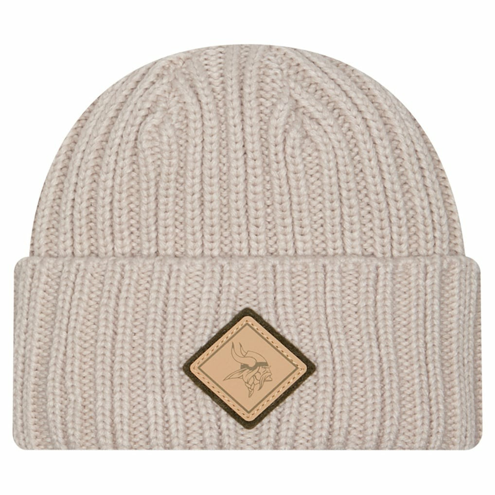 Minnesota Vikings New Era Logo Applique Cuffed Knit Hat - Light Beige - NFL