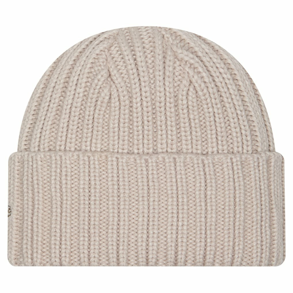 Miami Dolphins New Era Logo Applique Cuffed Knit Hat - Light Beige - NFL