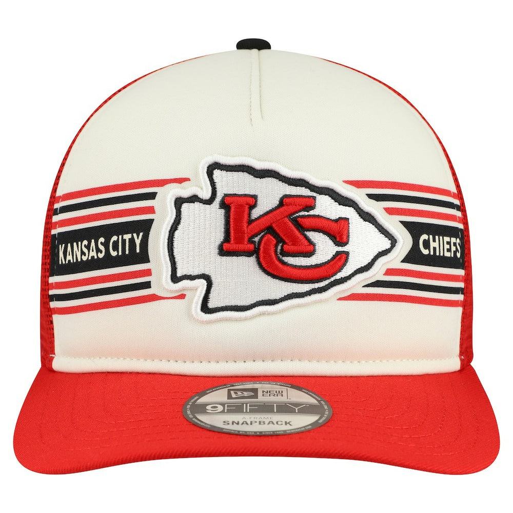 Kansas City Chiefs New Era Banner A-Frame 9FIFTY Snapback Hat - Cream/Red - NFL