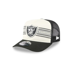 Las Vegas Raiders New Era Banner A-Frame 9FIFTY Trucker Snapback Hat - Cream/Black - NFL