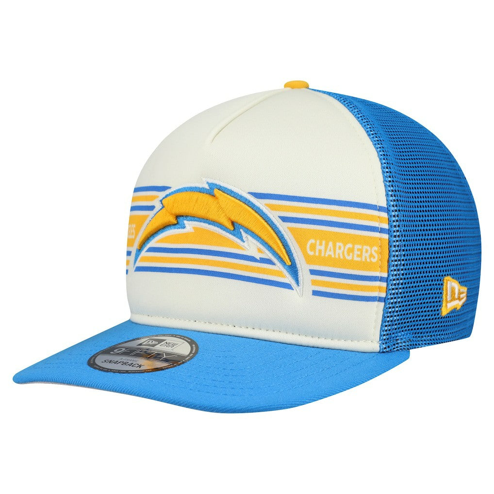 Los Angeles Chargers New Era Banner A-Frame 9FIFTY Snapback Hat - Cream/Powder Blue - NFL