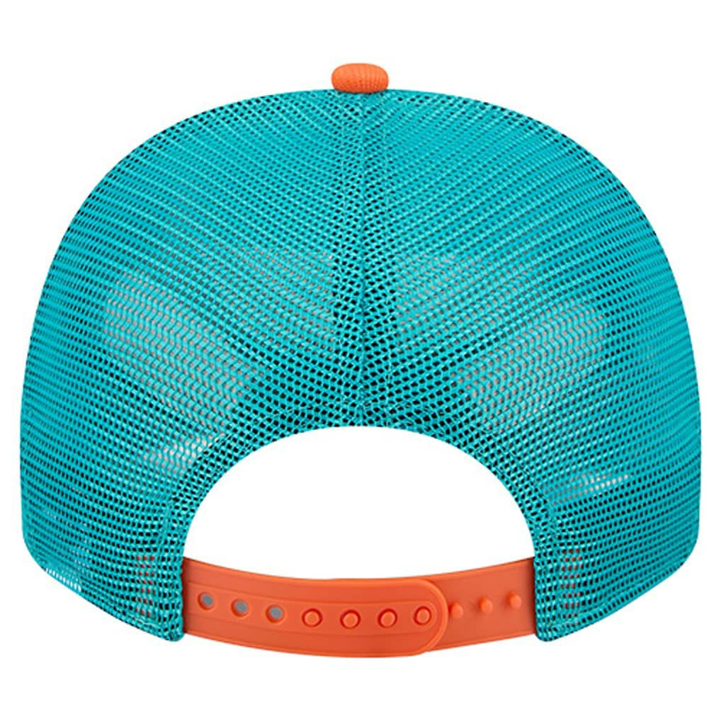 Miami Dolphins New Era Banner A-Frame 9FIFTY Trucker Snapback Hat - Cream/Aqua - NFL