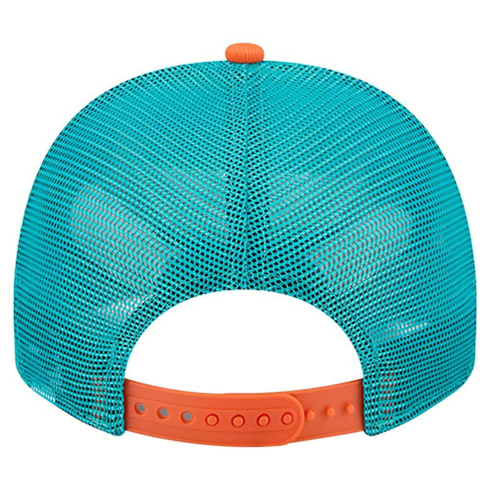 Miami Dolphins New Era Banner A-Frame 9FIFTY Trucker Snapback Hat - Cream/Aqua - NFL