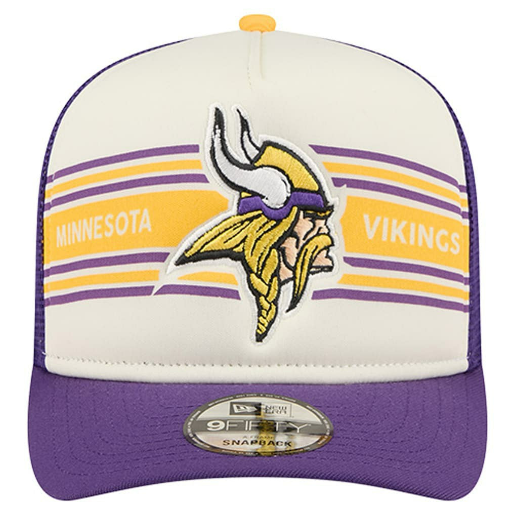 Minnesota Vikings New Era Banner A-Frame 9FIFTY Trucker Snapback Hat - Cream/Purple - NFL
