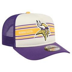 Minnesota Vikings New Era Banner A-Frame 9FIFTY Trucker Snapback Hat - Cream/Purple - NFL