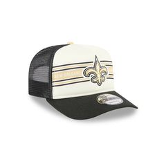 New Orleans Saints New Era Banner A-Frame 9FIFTY Trucker Snapback Hat - Cream/Black - NFL