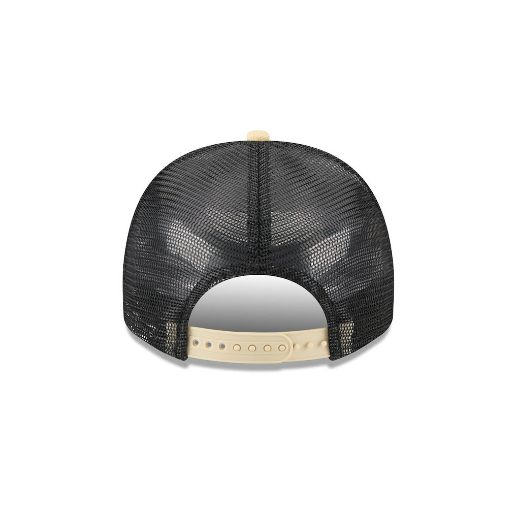 New Orleans Saints New Era Banner A-Frame 9FIFTY Trucker Snapback Hat - Cream/Black - NFL