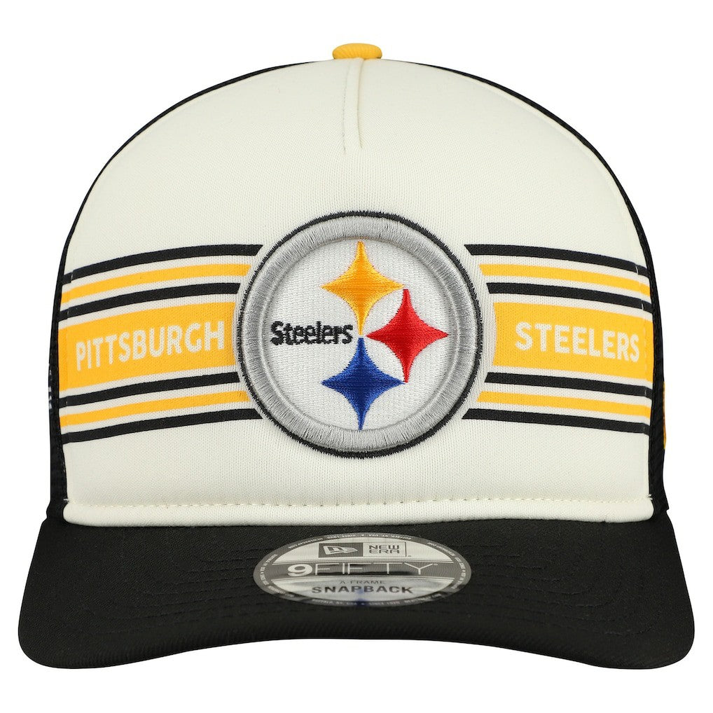 Pittsburgh Steelers New Era Banner A-Frame 9FIFTY Snapback Hat - Cream/Black - NFL