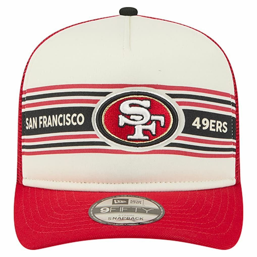 San Francisco 49ers New Era Banner A-Frame 9FIFTY Trucker Snapback Hat - Cream/Scarlet - NFL