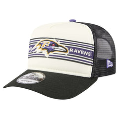 Baltimore Ravens New Era Banner A-Frame 9FIFTY Trucker Snapback Hat - Cream/Black - NFL