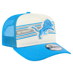 Detroit Lions New Era Banner A-Frame 9FIFTY Trucker Snapback Hat - Cream/Blue - NFL