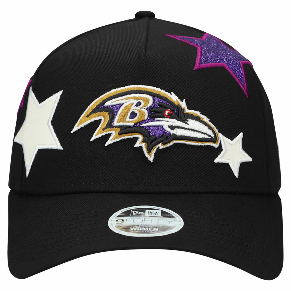 Baltimore Ravens New Era Women's Stardom A-Frame 9FORTY Adjustable Hat - Black - NFL