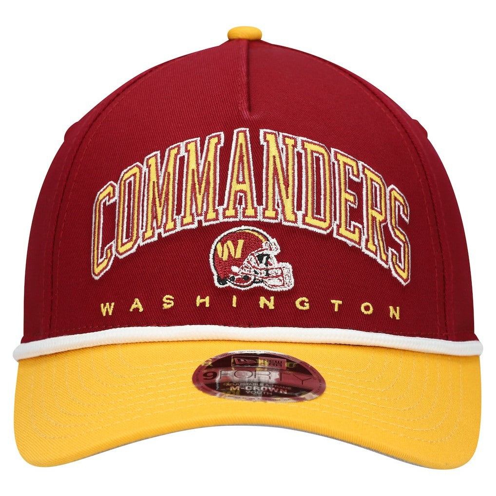 Washington Commanders New Era Youth Arch COOLERA 9FORTY A-Frame Adjustable Hat - Burgundy/Gold - NFL