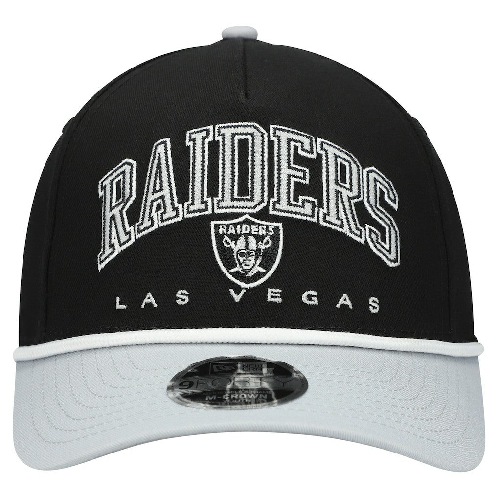 Las Vegas Raiders New Era Youth Arch COOLERA 9FORTY A-Frame Adjustable Hat - Black/Silver - NFL