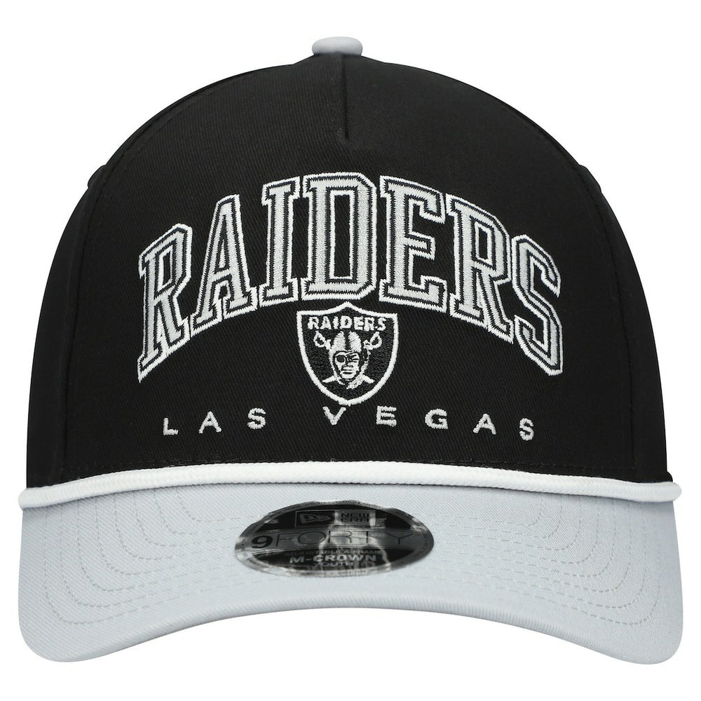 Las Vegas Raiders New Era Youth Arch COOLERA 9FORTY A-Frame Adjustable Hat - Black/Silver - NFL