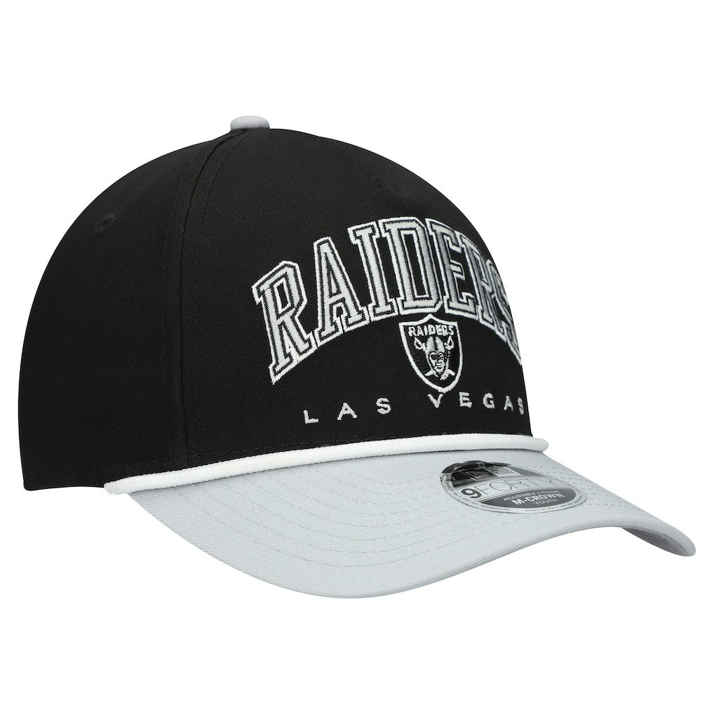 Las Vegas Raiders New Era Youth Arch COOLERA 9FORTY A-Frame Adjustable Hat - Black/Silver - NFL
