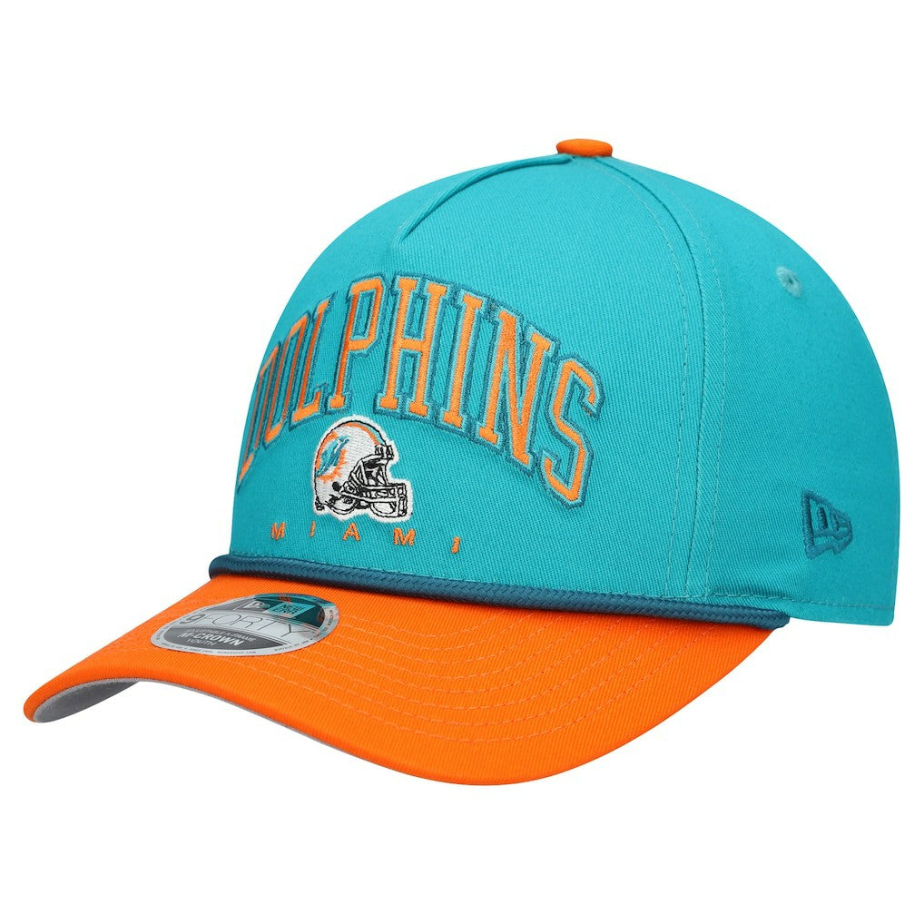 Miami Dolphins New Era Youth Arch COOLERA 9FORTY A-Frame Adjustable Hat - Aqua/Orange - NFL