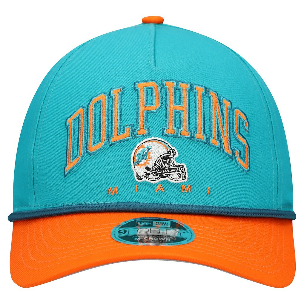 Miami Dolphins New Era Youth Arch COOLERA 9FORTY A-Frame Adjustable Hat - Aqua/Orange - NFL