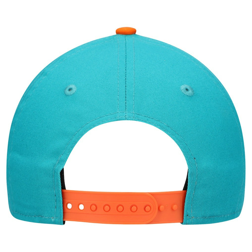 Miami Dolphins New Era Youth Arch COOLERA 9FORTY A-Frame Adjustable Hat - Aqua/Orange - NFL