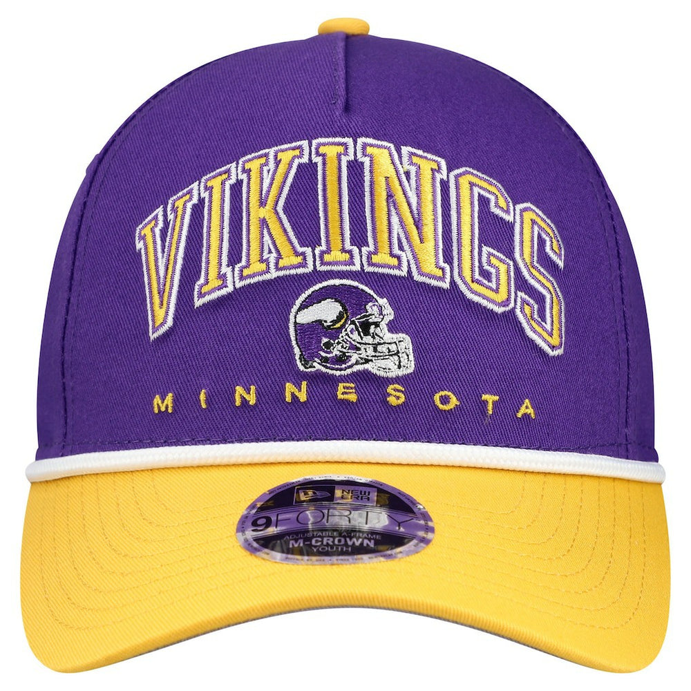 Minnesota Vikings New Era Youth Arch COOLERA 9FORTY A-Frame Adjustable Hat - Purple/Gold - NFL