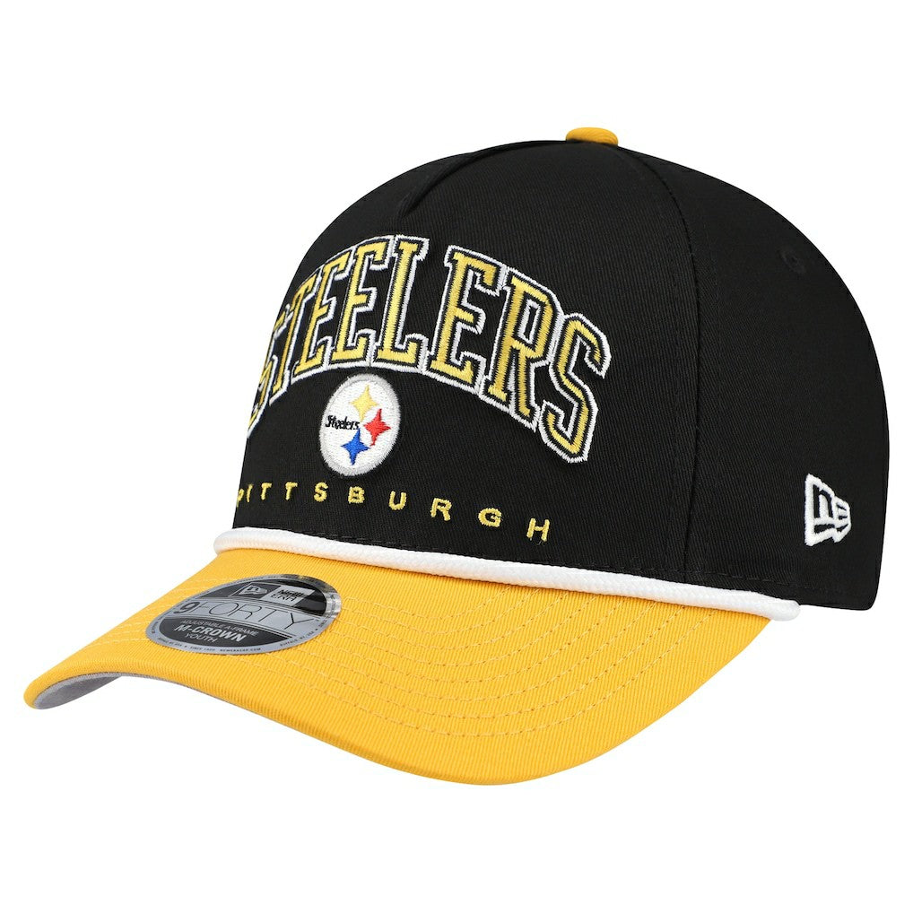 Pittsburgh Steelers New Era Youth Arch COOLERA 9FORTY A-Frame Adjustable Hat - Black/Gold - NFL