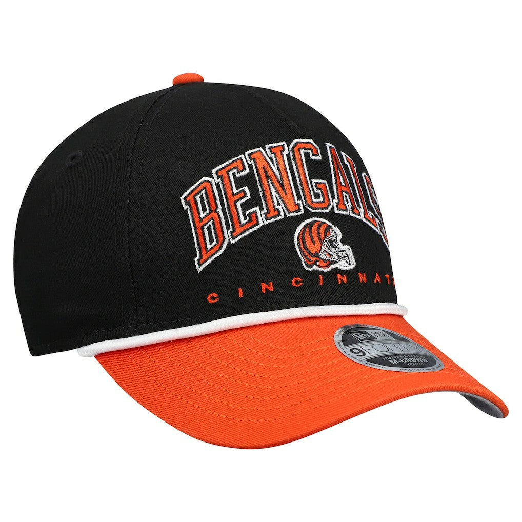 Cincinnati Bengals New Era Youth Arch COOLERA 9FORTY A-Frame Adjustable Hat - Black/Orange - NFL