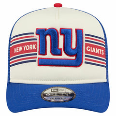 New York Giants New Era Youth Banner 9FIFTY A-Frame Adjustable Trucker Hat - Cream/Royal - NFL