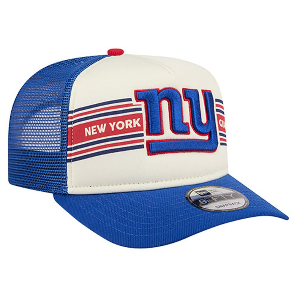 New York Giants New Era Youth Banner 9FIFTY A-Frame Adjustable Trucker Hat - Cream/Royal - NFL
