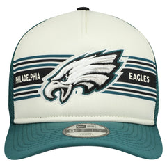 Philadelphia Eagles New Era Youth Banner 9FIFTY A-Frame Adjustable Trucker Hat - Cream/Midnight Green - NFL