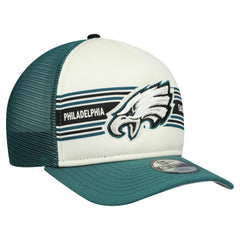 Philadelphia Eagles New Era Youth Banner 9FIFTY A-Frame Adjustable Trucker Hat - Cream/Midnight Green - NFL