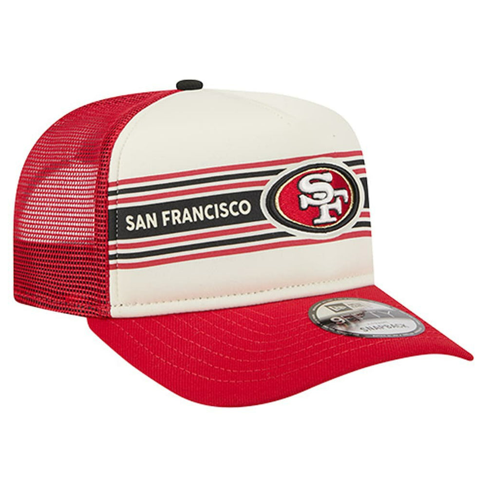 San Francisco 49ers New Era Youth Banner 9FIFTY A-Frame Adjustable Trucker Hat - Cream/Scarlet - NFL