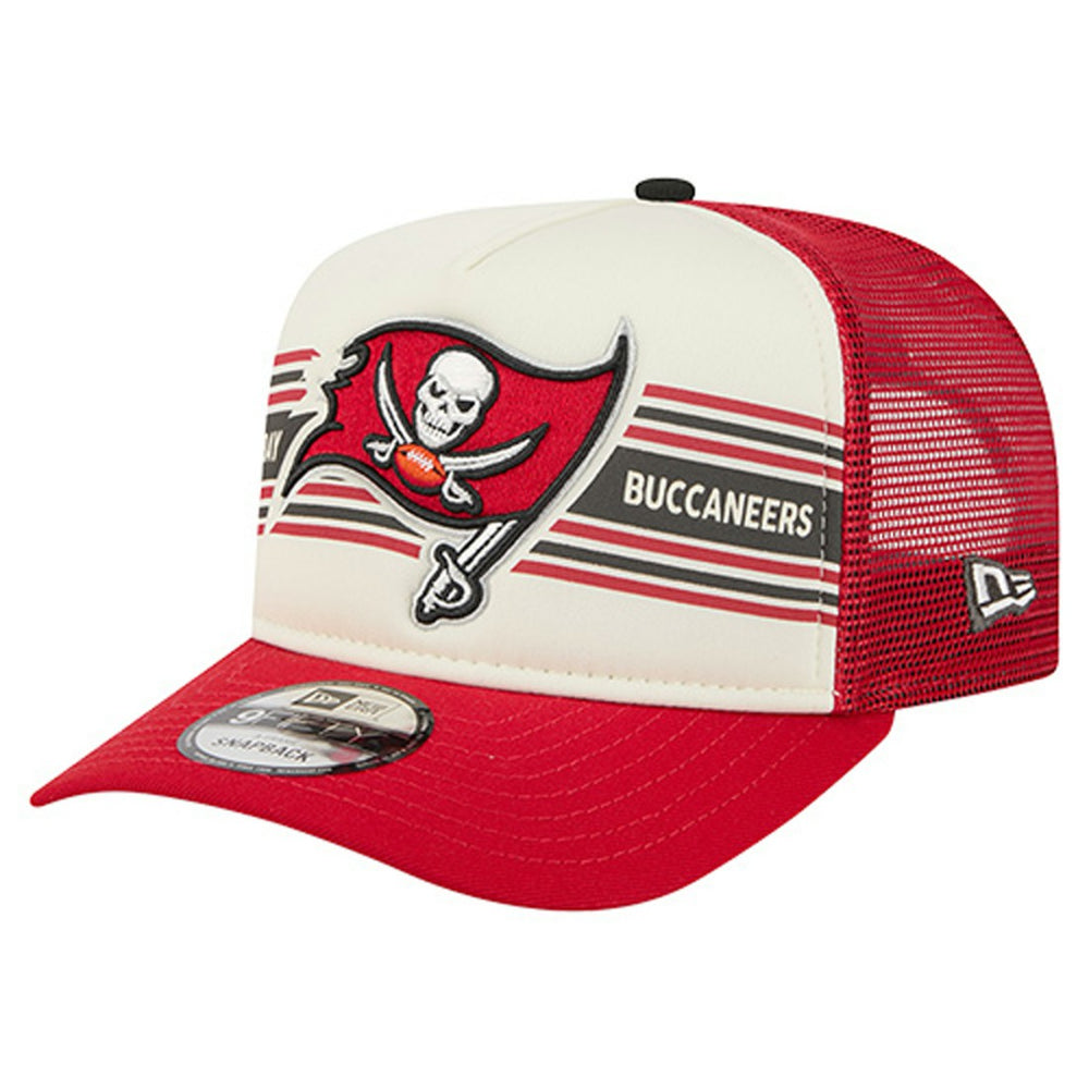 Tampa Bay Buccaneers New Era Youth Banner 9FIFTY A-Frame Adjustable Trucker Hat - Cream/Red - NFL