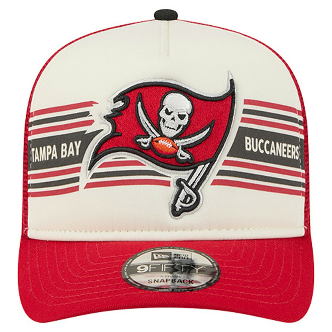Tampa Bay Buccaneers New Era Youth Banner 9FIFTY A-Frame Adjustable Trucker Hat - Cream/Red - NFL