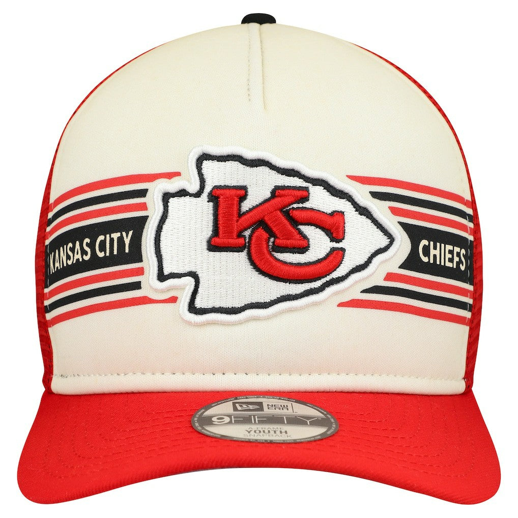 Kansas City Chiefs New Era Youth Banner 9FIFTY A-Frame Adjustable Trucker Hat - Cream/Red - NFL