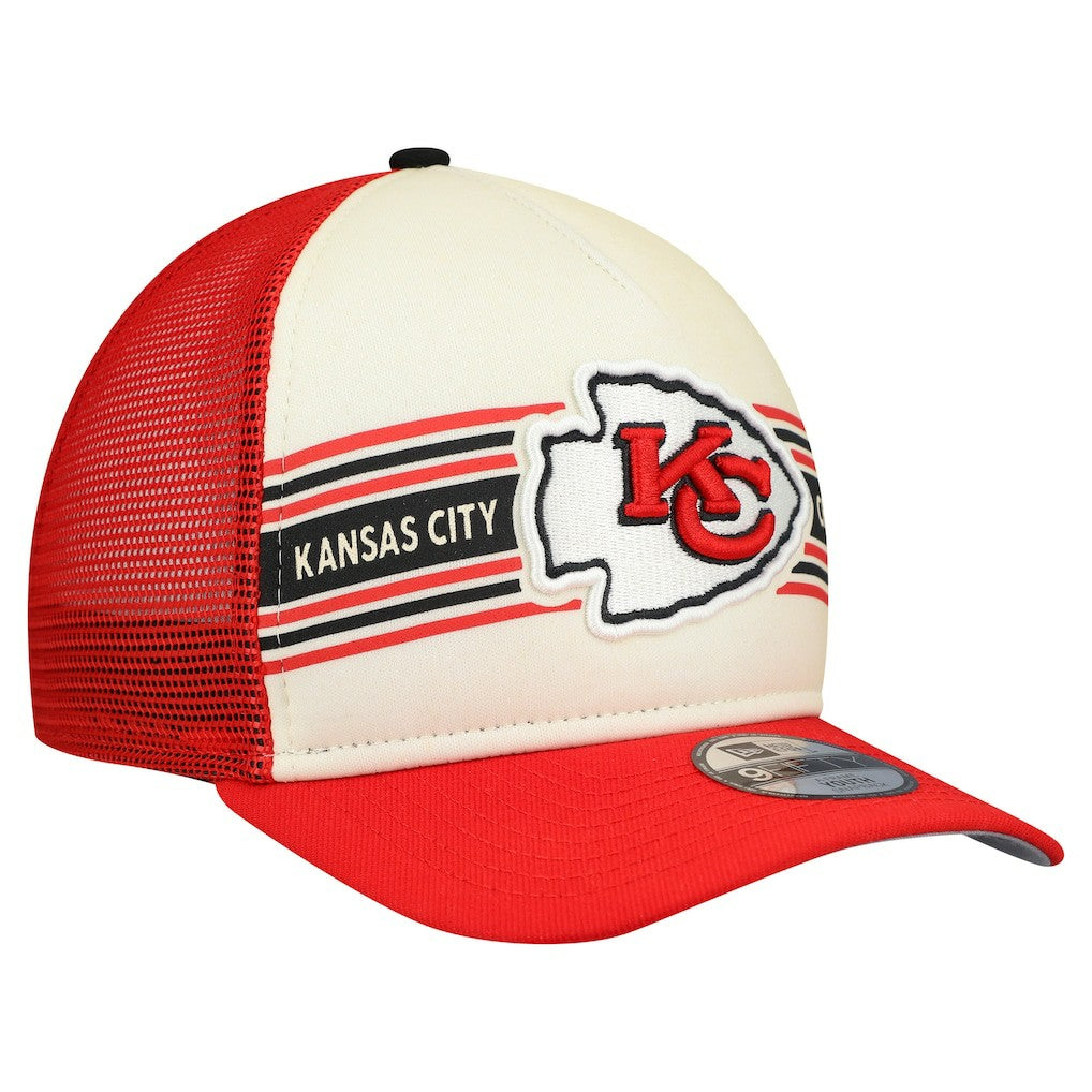 Kansas City Chiefs New Era Youth Banner 9FIFTY A-Frame Adjustable Trucker Hat - Cream/Red - NFL
