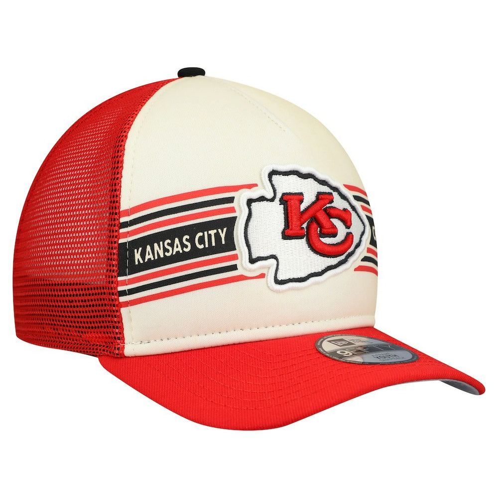 Kansas City Chiefs New Era Youth Banner 9FIFTY A-Frame Adjustable Trucker Hat - Cream/Red - NFL