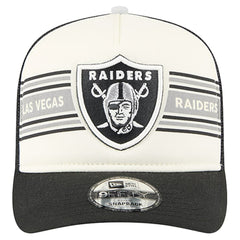 Las Vegas Raiders New Era Youth Banner 9FIFTY A-Frame Adjustable Trucker Hat - Cream/Black - NFL