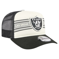 Las Vegas Raiders New Era Youth Banner 9FIFTY A-Frame Adjustable Trucker Hat - Cream/Black - NFL