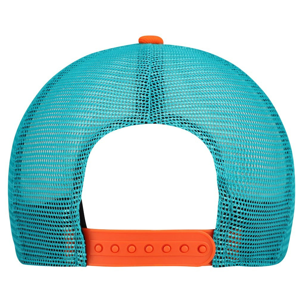 Miami Dolphins New Era Youth Banner 9FIFTY A-Frame Adjustable Trucker Hat - Cream/Aqua - NFL