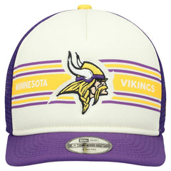 Minnesota Vikings New Era Youth Banner 9FIFTY A-Frame Adjustable Trucker Hat - Cream/Purple - NFL