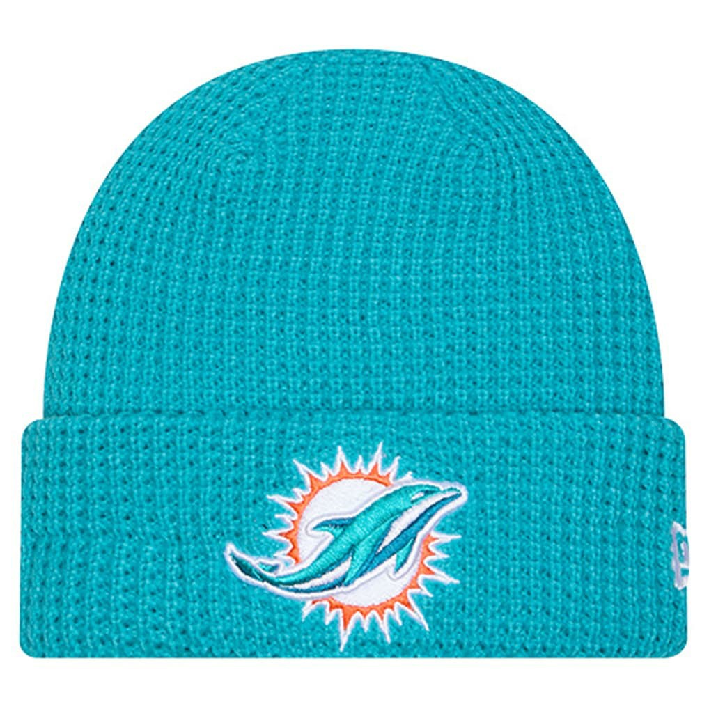 Miami Dolphins New Era Youth Waffle Cuffed Knit Hat - Aqua - NFL