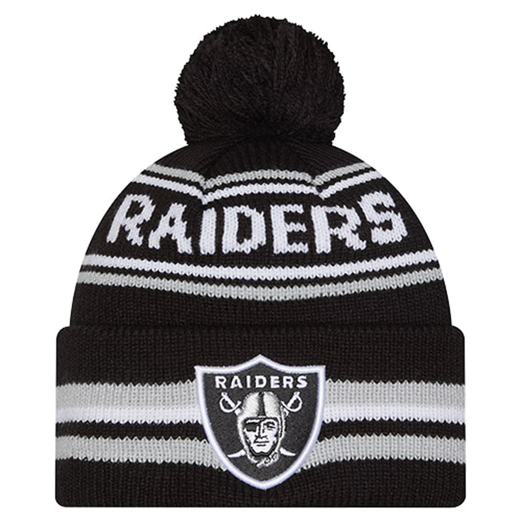 Las Vegas Raiders New Era Youth Classic Cuffed Knit Hat with Pom - Black - NFL
