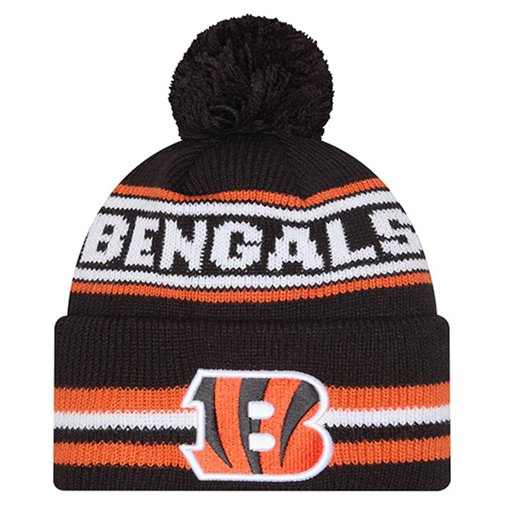 Cincinnati Bengals New Era Youth Classic Cuffed Knit Hat with Pom - Black - NFL