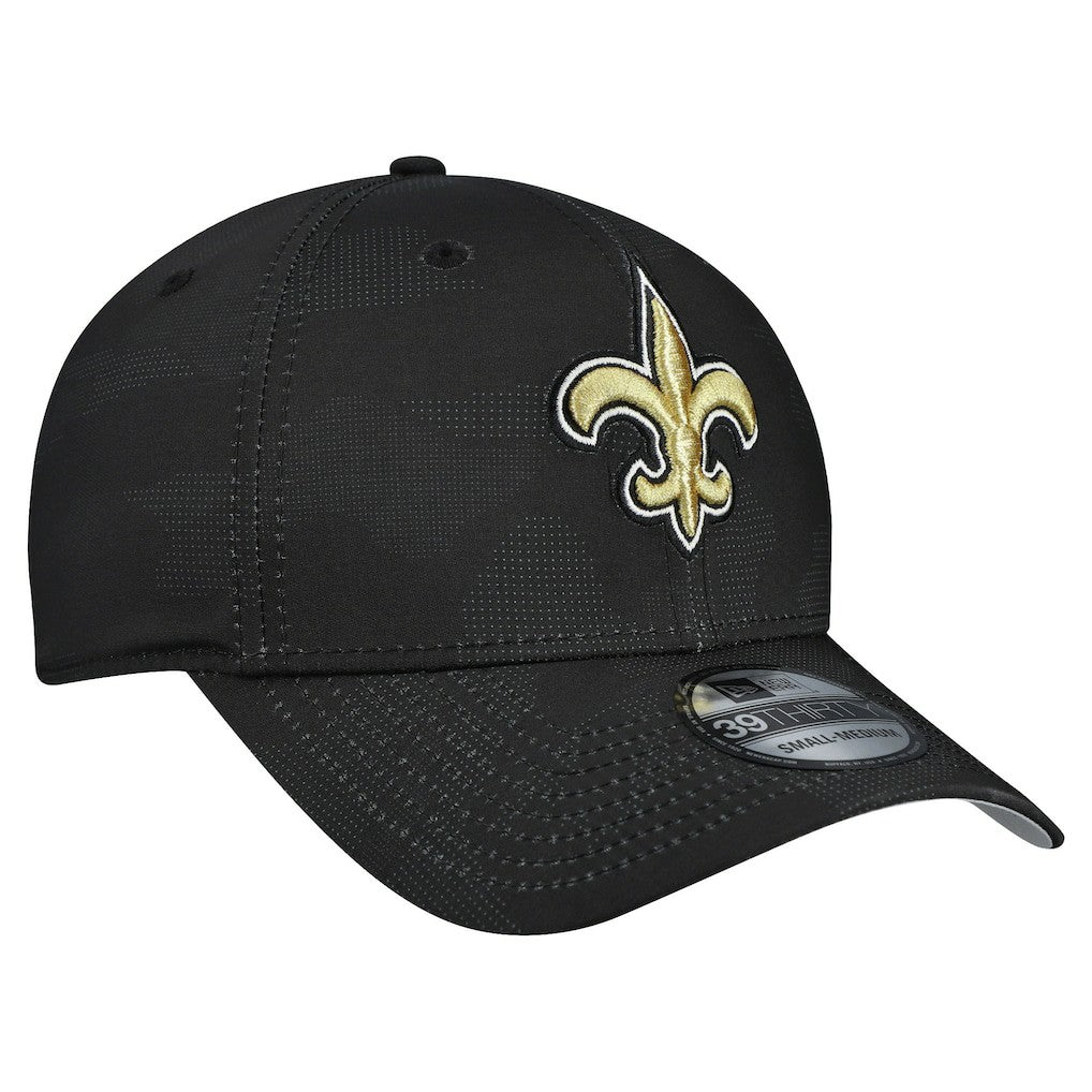 New Orleans Saints New Era Tonal Camo 39THIRTY Stretch Fit Hat - Black - NFL
