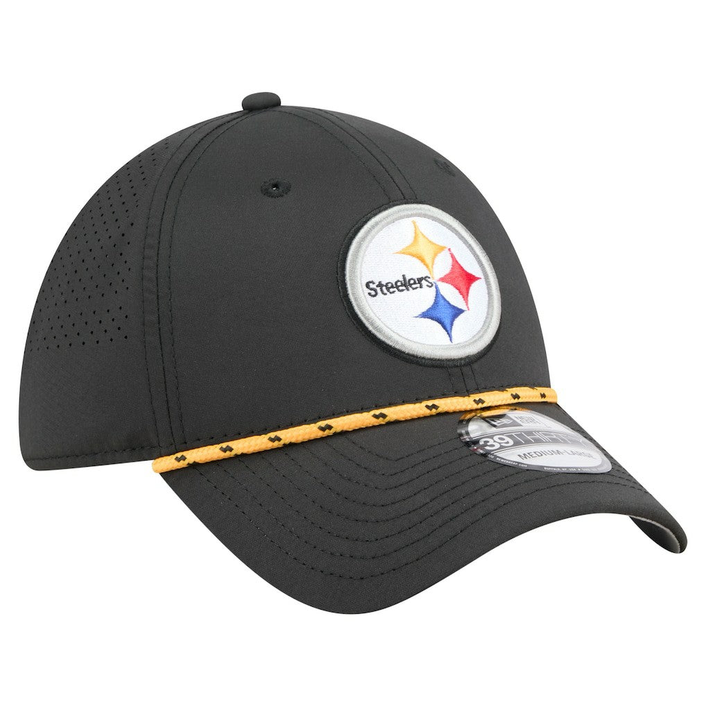 Pittsburgh Steelers New Era Perforated 39THIRTY Flex Hat - Black - NFL