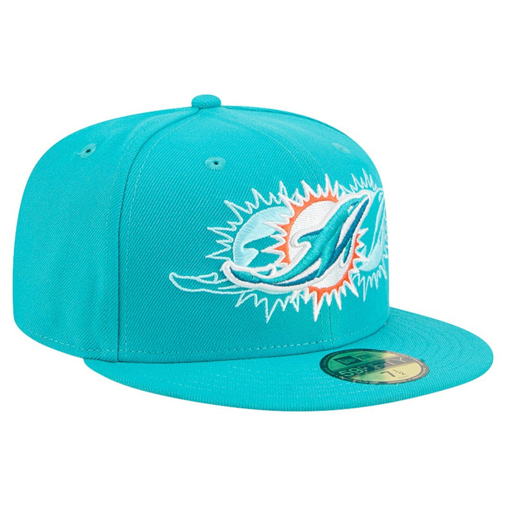 Miami Dolphins New Era Tri-Hit 59FIFTY Fitted Hat - Aqua - NFL