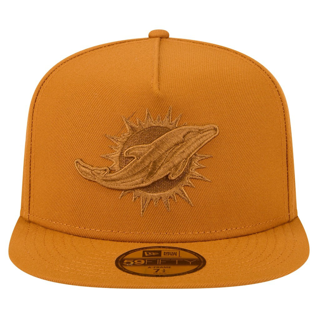 Miami Dolphins New Era Color Pack A-Frame 59FIFTY Fitted Hat - Brown - NFL
