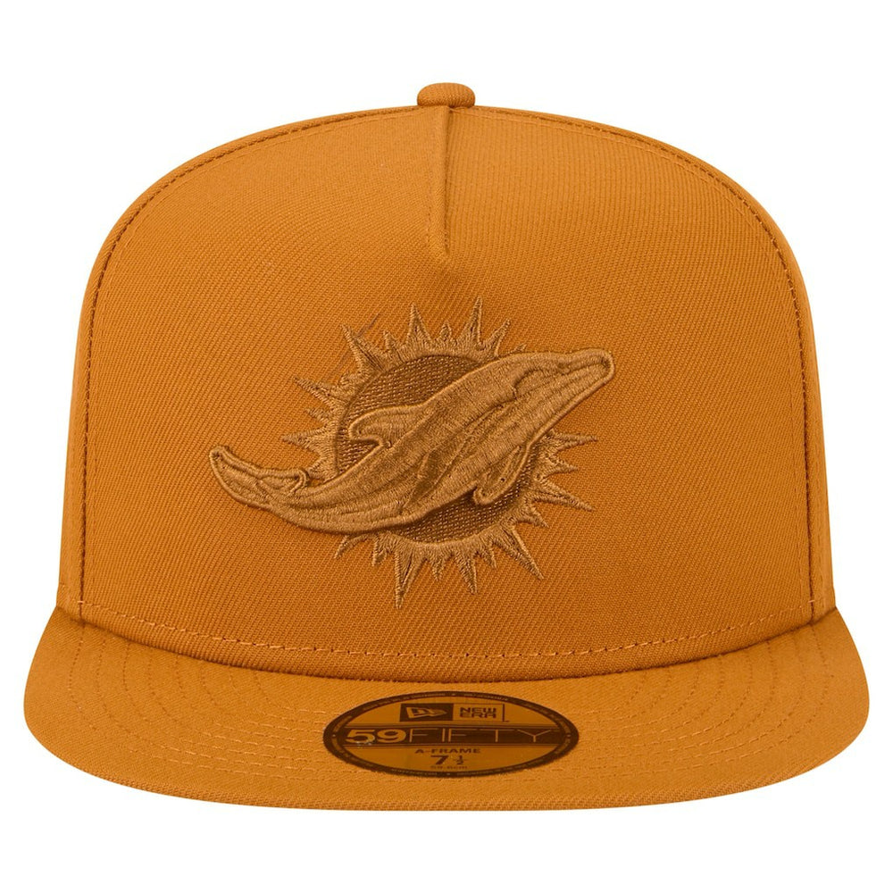 Miami Dolphins New Era Color Pack A-Frame 59FIFTY Fitted Hat - Brown - NFL
